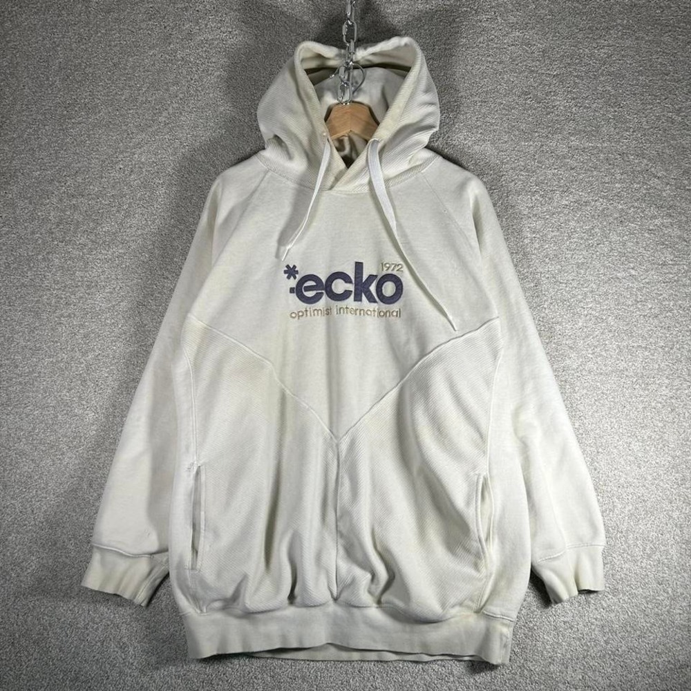 Y2K Ecko unltd white velour oversized skater streetwear hoodie